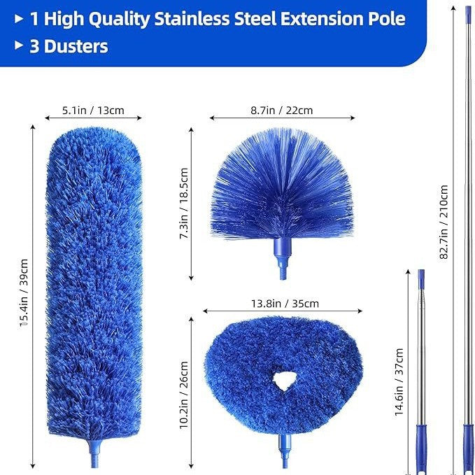 Telescopic ceiling fan cleaning dust collector sweeping brush kit