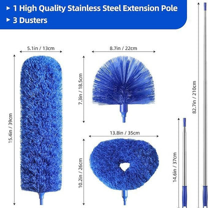 Telescopic ceiling fan cleaning dust collector sweeping brush kit