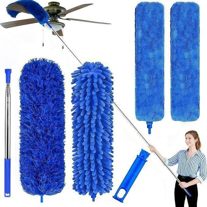 Telescopic ceiling fan cleaning dust collector sweeping brush kit