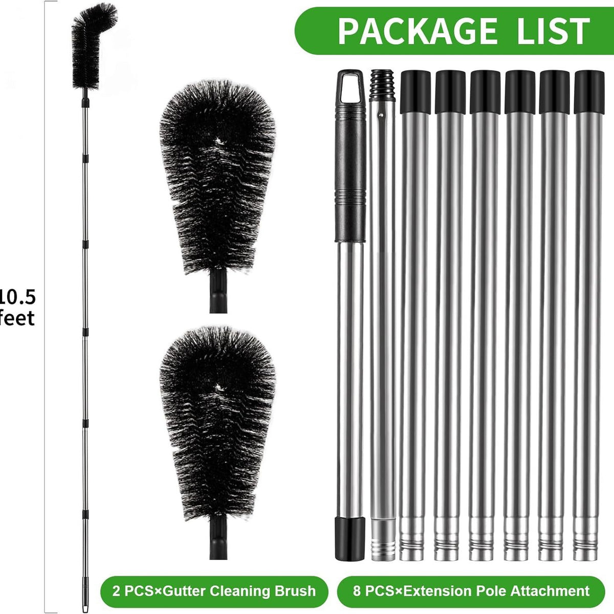 Telescopic Gutter Cleaning Brush — Ladder-Free Roof & Drain Cleaner