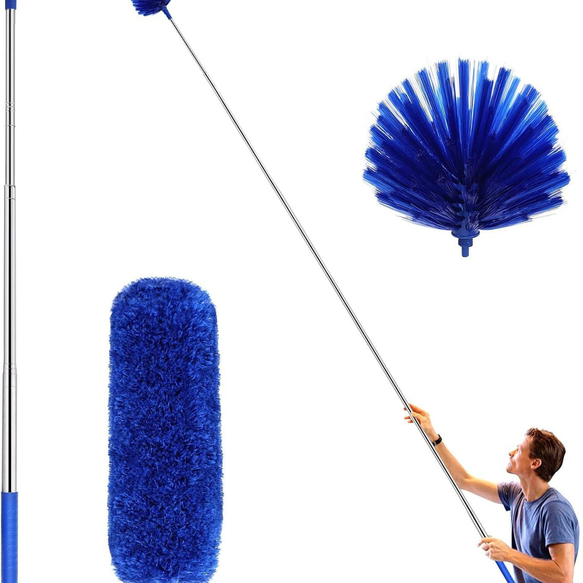 Telescopic ceiling fan cleaning dust collector sweeping brush kit