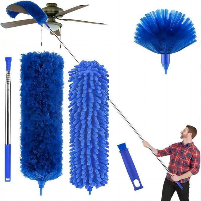 Telescopic ceiling fan cleaning dust collector sweeping brush kit